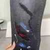 Дизайнерская одежда Amires Jeans Джинсовые брюки Amies Red Diamond Black High Street Jeans Мужская мода Бренд Broken Hole Old Wash Slp Speckle Elastic Slim Fit Feet Distres