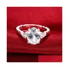 Três anéis de pedra feminino esterling sier banhado oval anel de zircão GSSR691 Moda 925 Placa Drop entrega jóias DHX9W