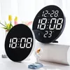 Wall Clocks 9Inch LED Digital Clock Remote Control Light Sensor Mode Power-Off Memory Table Wall-Mounted Dual Alarm White