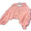 Autumn 2023 women's high-end temperament French niche pink sweater retro Japanese lazy loose fitting outfit