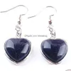 Dangle Chandelier Natural Gem Stone Earrings Love Heart Shape Bead Opal Lapis Rose Quartz Drop Earring Jewelry For Women G Dhe5F