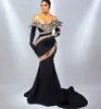 ASO 2023 May Ebi Black Mermaid Sukienka PROM Kryształy Seksowne wieczór Formalne przyjęcie Drugi przyjęcie urodzinowe suknie zaręczynowe sukienki szata de soiree ZJ328 es