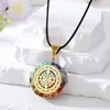 Pendant Necklaces Retro Multi Color Square Natural Stone Women Men Couple Gift Resin Round Crystal Agates Pendants Sweater Chain Jewelry