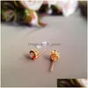 Boucles D'oreilles De Luxe 925 Sier Aiguille Plaqué Or Arc-En-Cubique Zircone Mode Dames Simple Rond Mini Cadeau Drop Delivery J Dhgarden Dhj7W