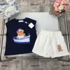 Vestido infantil de luxo roupas infantis roupas de verão para bebês 2 peças camiseta sem mangas estampada animal e shorts elásticos na cintura #Produto múltiplo