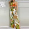 Kobiety Jumpsuits Rompers 2023 Spring Nowy nadruk wisząca szyja seksowna sznurka z tyłu w górę Split T230524