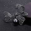 Pins broszki vintage czarne perłowe kryształowy kryształowy dhinestone brooch Rose Rose Brooch odpowiedni do eleganckich sukienek ślubnych damskich szalik 2019 G220523