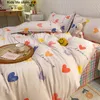 Bedding sets Checkered plain patterned bedding with quilt cover flat sheets pillowcases children's girls' boys' single oversized bedding 230524