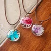 Pendant Necklaces DEAR-LIFE Original Japanese Handmade Retro Double-sided Three-color Hydrangea Head Immortal Flower Necklace