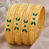 Bangle 4st/set 24k Dubai Gold Color Bangles for Women Etiopia Wedding Bangles Armband Africa Saudi Arab Green Jewelry Party Gift