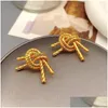 Stud -oorbellen Europese en Amerikaanse retro metalen geknoopte stijl voor vrouwen Fashion Elegant Simple Pating 18K Gouden sieraden Drop Dhgarden Dhgxh