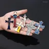 Pendant Necklaces Diyalo 5Pcs Shepherd Jesus Charms Christian Large Enamel Crucifix Cross Pendants For DIY Making Jewelry Accessories