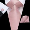 Bow Ties Rose Gold Pink Solid Silk Wedding Tie voor heren Handky manchetknoop Geschenkdeur Ntransontwerper Bedrijfsfeestje Dropship Hi-Tie