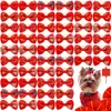 Dog Apparel 30pcs Hair Bows Red Style Pet Chinese Decor Rubber Band Puppy Girls Headwear For Dogs Accessories