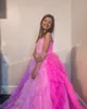 Abiti da ragazza vestito da concorso rosa 2023 Crystal Ballgown Ballgown Square Little Kids Birthing Formale Abito da festa per bambini Blu Multi