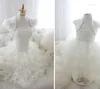Fille robes 2023 mode genou longueur fleur avec veste Organza volants dentelle perles première Communion pour les filles