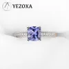 Ringar 925 Sterling Silver Women's Ring Created Tanzanite Gemstone Rings 2021 Trend Rose Gold Plated Elegant årsdag Fina smycken