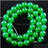 Jade Yowost natürliche grüne lose Perlen Edelstein rund 6 mm 8 mm 10 mm Abstandsstrang zur Herstellung von Armbändern Halskette Schmuckzubehör Dr Dhp07