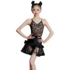 Stage Wear 2023 Sexy Latin Dance Girls Camisole Tops Lace Mesh Short Rok Ballroom Samba Tango Cha Rumba oefentoppak