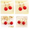 Pendientes de botón Joyería de moda coreana Encantador ambiente elegante Perla roja Clip de oreja corta Entrega de gota femenina Dhgarden Dhzle