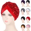 New Indian Turban Sequins Velvet Chemo Cap Women Muslim Inner Hijab Pleated Hair Loss Cover Head Scarf Wrap Beanies Bonnet Hat