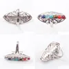 Solitaire Ring 7 Chakra Healing Reiki Natural Stone Beads Rainbow Flower Justerbara ringar för kvinnor Finger Fashion Jewelry X3009 DRO DHFPI