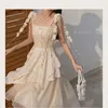 Sıradan elbiseler elbise yaz kadın giyim fransız retro prenses düğün ziyafet çiçekleri ince fit asil ve hafif lüks