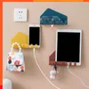 New 4 Hooks Large Sticky Seamless Storage Hook Creative Mobile Phone Tablet Charging Bracket Behind the Door Bedroom Storage Rack