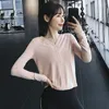 Active Shirts Women T-Shirts Autumn Long-Sleeved V-Neck Quick-Drying Breathable Clothes Yoga Loose Casual Outer Wear Thin Fitness Sports Top