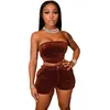 Women's Tracksuits Red/Green 2 Piece Strapless Crop Top And Shorts Set Fashion Sleeveless Sexy Tracksuit Women Two Suit