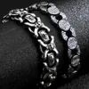 Chokers Gothic Schedel Hoofd Hand Chain Armband Voor Mannen Punk Heren Armbanden Mannelijke 8.67 "Effen Roestvrij Staal Biker sieraden Dropshipping