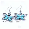 Charme Femmes Petit Papillon Tibétain Sier Turquoise Boucles D'oreilles Gstqe088 Cadeau De Mode Style National Femmes Diy Boucle D'oreille Drop Delivery Juif Dhuwc