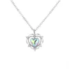 Necklaces JWER Colorful Heart Shaped Zircon Pendant Necklace Clavicle Chain Women's Fashion Moonlight Jewelry Temperature Party Wedding Gift G220524