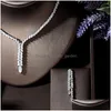 Boucles d'oreilles Collier Ensemble Mode Haute Qualité Blanc Cubic Zirconia Pavé Dames Feuille Pendentif Amour Cadeau N1235 Drop Delivery Juif Dhgarden Dhnzq