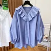 Camicette da donna DUOFAN Camicia con scollo a V francese da donna Primavera rosa High-end in legno Ear Edge Design Sense Summer Loose Casual Light Luxury Tops