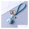 Sleutelringen Twocolor Bell Keychain PU Leer touw Autobas hanger geschenk R198 Mix Bestel 20 stuks veel sleutelhangers Drop levering sieraden DHR4C