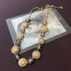 Chokers European och American Spring/Summer Vintage Versatile Elegant Orange Zircon Earnail Necklace 230524