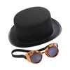 Boinas Fiesta divertida Sombrero de copa negro con gafas Steampunk Victorian Bowler Jazz para adultos Disfraz Hombres Mujeres Unisex DXAA