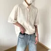 Chemises décontractées pour hommes été chemise en lin hommes mode sociale hommes robe coréenne lâche à manches courtes surdimensionné M-2XL
