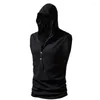 Men's Tank Tops Men's Hoodie Vest Slim Fit 3D Cutting Sweat Absorbing Men Workout Gym Top Sports Sportwear