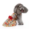 犬のスカートシャツピンクドレス犬アパレル昇華ペットペット服Tシャツプリーツプリーツプリンセスペットドレスと花の結婚式のスカート