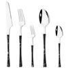 Set di stoviglie Super qualità 4/5 pezzi Set di posate occidentali in acciaio inossidabile Manico in legno Forchetta Coltello Cucchiaino Posate Stoviglie da cucina