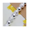 Beaded Uni Sterling Sier Plated 8M Sand Bead Strands Bracelet Gssb084 Fashion 925 Plate Jewelry Bracelets Drop Delivery Dhlgw