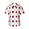 Camicie casual da uomo Camicie da uomo a maniche corte Red Poker Hearts Club Picche e quadri Camicia Abbigliamento da spiaggia Personalità Top