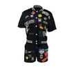 Kvinnors kläddesigner Tracksuits Two Piece Set 2023 Summer New Emblem Print Button Baseball Elastic Thread 5 Färger