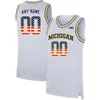 Пользовательские майки Мичигана Майки Мужские Колледж Колледж Белый Синий желтый флаг США Мода настройка университетской баскетбольной одежда для взрослых