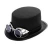 Berets Funny Party Black Top Hat с Goggles Steempunk Victorian Bowler Jazz для взрослых костюм мужчины женские унисекс dxaa