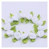 Flores decorativas 200pc Mini cabeças artificiais de cetim Rosas de fita artesanal artesanal feita para apliques de casamento Caixa de decoração de decoração de decoração