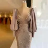 Party Dresses Luxury Women's Sexy V-hals Evening Sequins Princess Prom Gowns Formell mode Kändis Vestido de Noche 2023 Robe