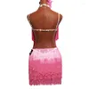 Vêtements de scène robe de danse latine dame Performance filles Gatsby femmes Costume de compétition frange rose BL2555